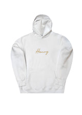 Ανδρικό μακρυμάνικο φούτερ με κουκούλα Henry clothing-3-306-calligraphy gold logo λευκό