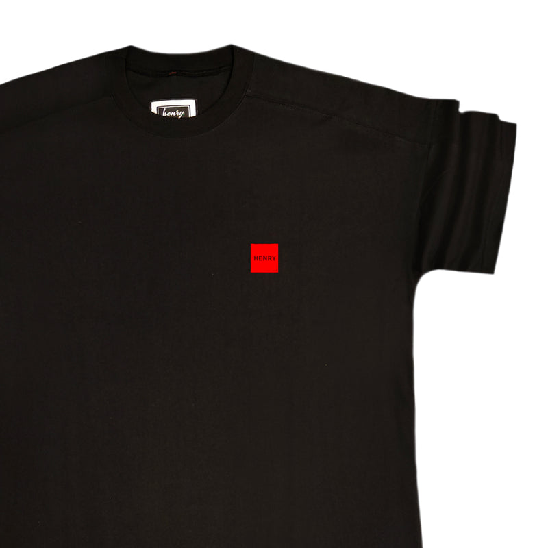 Henry clothing - 3-424 - oversized red line tee - black
