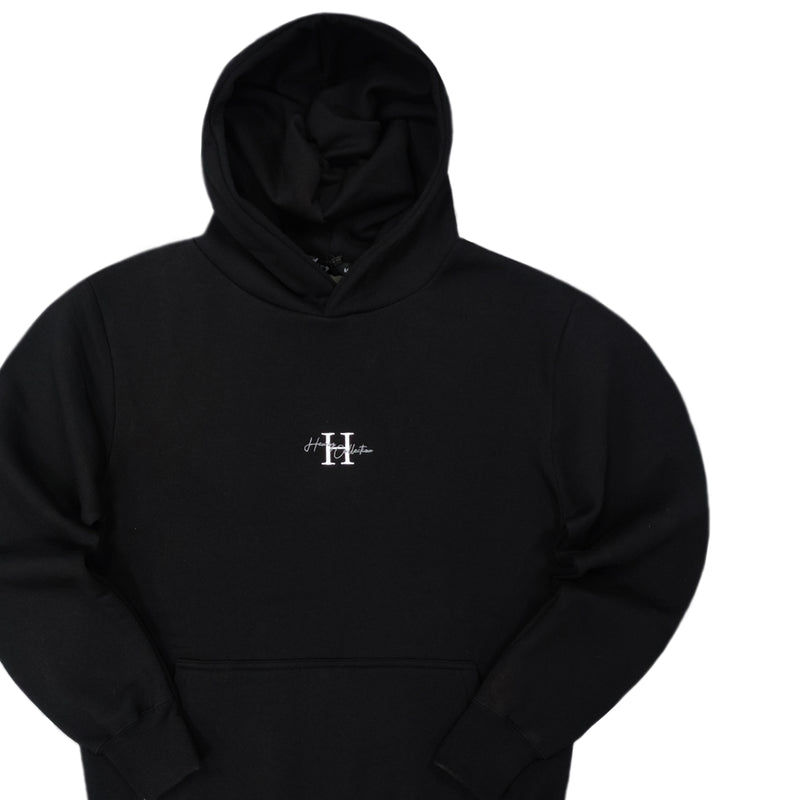 Henry clothing - 3-530 - white logo hoodie - black