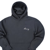 Henry clothing - 3-532 - calligraphy logo hoodie - grey