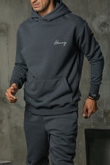 Henry clothing - 3-532 - calligraphy logo hoodie - grey