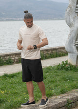 HENRY CLOTHING Ανδρική κοντομάνικη μπλούζα μπεζ 3-613-beige