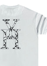 Ανδρική κοντομάνικη μπλούζα Henry clothing - 3-627 - geometric logo λευκό