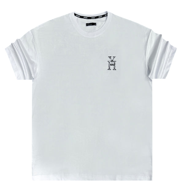 Henry clothing - 3-627 - white tee geometric logo