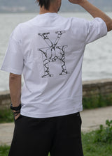 Ανδρική κοντομάνικη μπλούζα Henry clothing - 3-627 - geometric logo λευκό