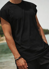 HENRY CLOTHING Ανδρική αμάνικη μπλούζα μαύρη 3-640-black