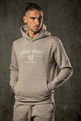 Ανδρικό φούτερ με κουκούλα Henry clothing-3-654-hoodie round logo μπεζ