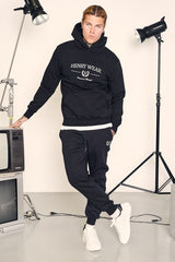 Ανδρικό φούτερ με κουκούλα Henry clothing-3-654-hoodie round logo μαύρο