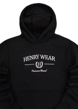 Ανδρικό φούτερ με κουκούλα Henry clothing-3-654-hoodie round logo μαύρο