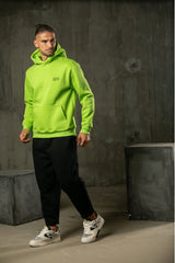 Ανδρικό φούτερ με κουκούλα Henry clothing-3-661-back logo hoodie λαχανί