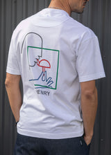 HENRY CLOTHING Ανδρική κοντομάνικη μπλούζα λευκή 3-709-white