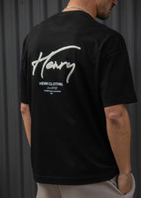 Ανδρική κοντομάνικη μπλούζα Henry clothing-3-711-calligraphy t-shirt μαύρο