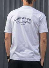 Ανδρική κοντομάνικη μπλούζα Henry clothing - 3-718 - follow your vibes t-shirt λευκό