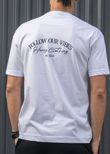 Ανδρική κοντομάνικη μπλούζα Henry clothing - 3-718 - follow your vibes t-shirt λευκό
