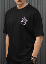 HENRY CLOTHING Ανδρική κοντομάνικη μπλούζα μαύρη La Vie En Rose 3-729-black