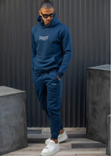 Ανδρικό φούτερ με κουκούλα Henry Clothing-3-757-branded logo hoodie μπλε