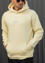 HENRY CLOTHING - Ανδρικό φούτερ με κουκούλα Statement back print - Κίτρινο 3-761