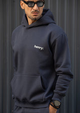 Ανδρικό φούτερ με κουκούλα Henry Clothing-3-763-statement back print ανθρακί