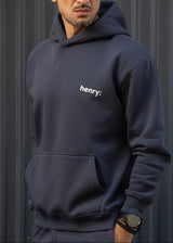 Ανδρικό φούτερ με κουκούλα Henry Clothing-3-763-statement back print ανθρακί