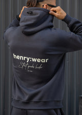 Ανδρικό φούτερ με κουκούλα Henry Clothing-3-763-statement back print ανθρακί