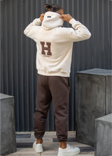 Ανδρικό φούτερ με κουκούλα Henry Clothing-3-767-Henry logo hoodie μπεζ