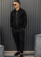 Ανδρική ζακέτα Henry Clothing-3-775-Alcantara signed logo zipper jacket μαύρο