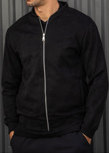 Ανδρική ζακέτα Henry Clothing-3-775-Alcantara signed logo zipper jacket μαύρο