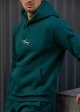Ανδρικό φούτερ με κουκούλα Henry Clothing-3-778-calligraphic logo hoodie πράσινο
