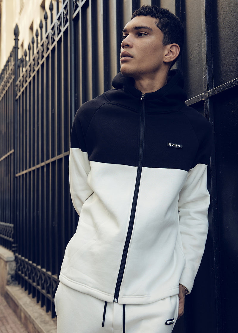 Ανδρική ζακέτα με τρέσα Vinyl Art Clothing -32332-02-Line Motion Zip Hoodie λευκή