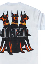 Ανδρική κοντομάνικη μπλούζα Vinyl art clothing - 34450-02- dog's gang t-shirt oversized fit λευκό