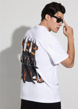 Ανδρική κοντομάνικη μπλούζα Vinyl art clothing - 34450-02- dog's gang t-shirt oversized fit λευκό