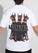 Ανδρική κοντομάνικη μπλούζα Vinyl art clothing - 34450-02- dog's gang t-shirt oversized fit λευκό