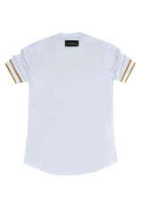Αντρική κοντομάνικη μπλούζα Vinyl Art Clothing - 37250-02 - cotton long line regular fit - t-shirt with gold elastic cuff λευκό