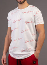 Ανδρική κοντομάνικη μπλούζα New wave clothing - 231-11 - multiple logo λευκό