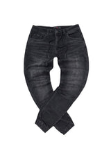 Ανδρικό παντελόνι τζιν με λάστιχο - GUF - BK-435 - slim fit jeans elasticated μαύρο