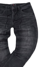 Ανδρικό παντελόνι τζιν με λάστιχο - GUF - BK-435 - slim fit jeans elasticated μαύρο