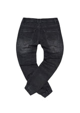 Ανδρικό παντελόνι τζιν με λάστιχο - GUF - BK-435 - slim fit jeans elasticated μαύρο