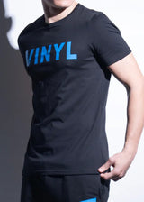 Ανδρική κοντομάνικη μπλούζα Vinyl art clothing - 44952-01 - logo print μαύρο