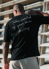 Ανδρική κοντομάνικη μπλούζα Two Brothers - BT-25790- take control oversized μαύρο