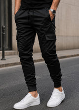 GUF CLOTHING Ανδρική φόρμα cargo με χνούδι elegant pants - Μαύρη X-5102