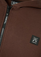 Ανδρική ζακέτα με κουκούλα Vinyl Art Clothing - 52525-33 - off duty zip hoodie oversize fit λευκό καφέ