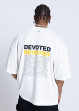 Ανδρική κοντομάνικη μπλούζα DEVOTED-55033W-white oversized Multi Logo Back