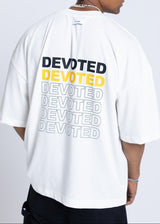 Ανδρική κοντομάνικη μπλούζα DEVOTED-55042W-white oversized Devoted Multi Logo Back