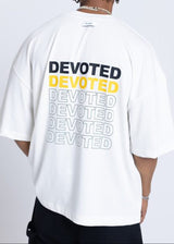 Ανδρική κοντομάνικη μπλούζα DEVOTED-55042W-white oversized Devoted Multi Logo Back