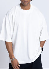Ανδρική κοντομάνικη μπλούζα DEVOTED-55042W-white oversized Devoted Multi Logo Back
