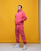 Ανδρικό φούτερ με κουκούλα Vinyl art clothing - 55412-03 - με κέντημα needle craft logo hoodie ροζ