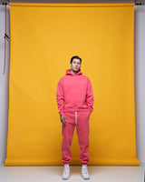 Ανδρικό φούτερ με κουκούλα Vinyl art clothing - 55412-03 - με κέντημα needle craft logo hoodie ροζ