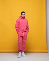 Ανδρικό φούτερ με κουκούλα Vinyl art clothing - 55412-03 - με κέντημα needle craft logo hoodie ροζ