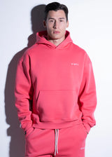 Ανδρικό φούτερ με κουκούλα Vinyl art clothing - 55412-03 - με κέντημα needle craft logo hoodie ροζ