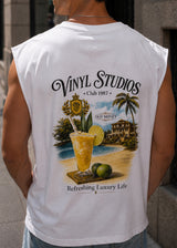 VINYL ART CLOTHING Ανδρική αμάνικη μπλούζα λευκή Old Money Sleeveless Oversized Tee 62890-02